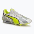 Кросівки футбольні чоловічі PUMA King Ultimate Forever FG/AG feather gray/electric lime/puma white/flat light gray