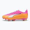 Кросівки футбольні дитячі PUMA Ultra 6 Play FG/AG Jr poison pink/puma wht/sun stream/bright aqua/puma blk