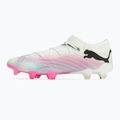 Футбольні бутси PUMA Future 7 Ultimate Low FG/AG білі/чорні/отруйно-рожеві/яскрава аква/сріблястий туман 8