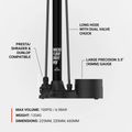 Lezyne Macro HV Floor Drive ABS 100psi плоский чорний велосипедний насос 6