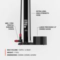 Велосипедний насос Lezyne Steel HV Floor Drive 3.5 100psi плоский чорний 4