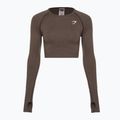 Топ лонгслів тренувальний жіночий Gymshark Vital Seamless Crop Top penny brown marl 5