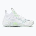 Кросівки волейбольні жіночі Mizuno Wave Momentum 3 Mid white/glacial/pantinagreen 2
