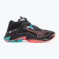 Кросівки волейбольні Mizuno Wave Lightning Z8 Mid black/neon flame/peacock blue 2