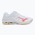 Кросівки волейбольні жіночі Mizuno Wave Voltage 2 white/calypso coral/pale banan 2