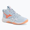 Кросівки волейбольні жіночі Mizuno Wave Momentum Pro Mid blue finch/lava orange/flamingo coral