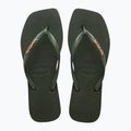 Жіночі шльопанці Havaianas квадратний логотип металік зелений оливковий 10