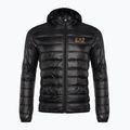 Чоловіча куртка з логотипом EA7 Emporio Armani Train Core ID Down Light Hoodie з капюшоном чорного/золотого кольору 7