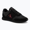 Взуття чоловіче Calvin Klein HM0HM02212 Retro Runner Bans Leather Suede triple black/adrenaline rush