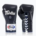 Боксерські рукавички Fairtex Pro Competition з фіксованим великим пальцем зі шкіри сині