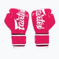 Рукавички боскерські з мікрофібри Fairtex рожеві/білі
