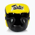 Боксерський шолом для спарингу Fairtex Diagonal Vision - повне покриття голови чорний/жовтий 2