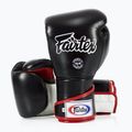 Стильні кутові спаринг-боксерські рукавички Fairtex - закритий великий палець чорний/білий/червоний 4