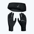 Комплект жіночий пов'язка + рукавички Nike Essential Running black/black/silver 9