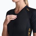 Жіночий триатлонний костюм 2XU Light Speed Sleeved чорний/золотий 3