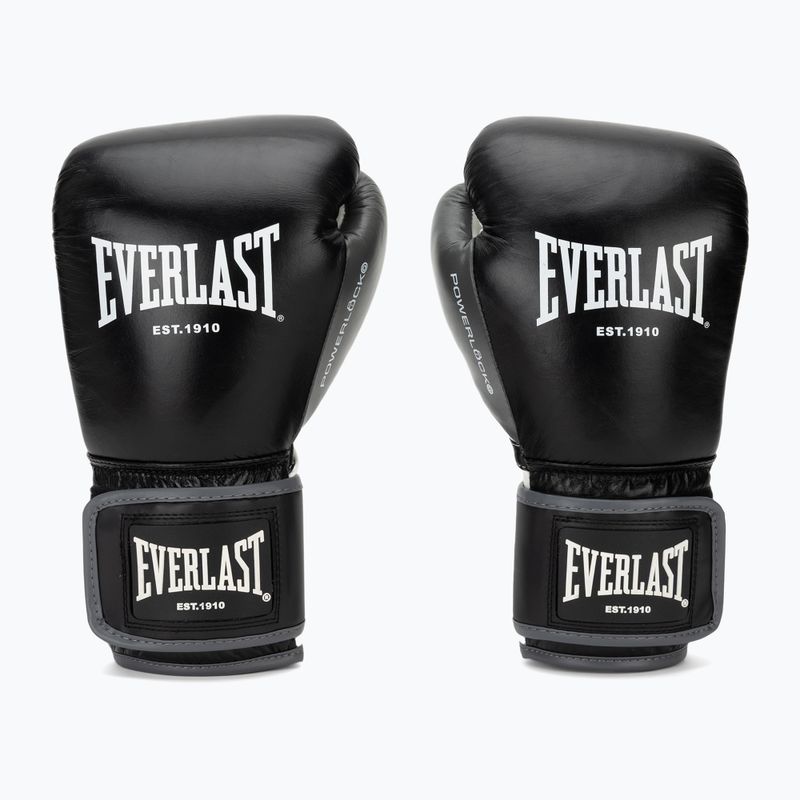 Рукавиці боксерські Everlast Powerlock OG H&L Leather Advanced Training black/white 2