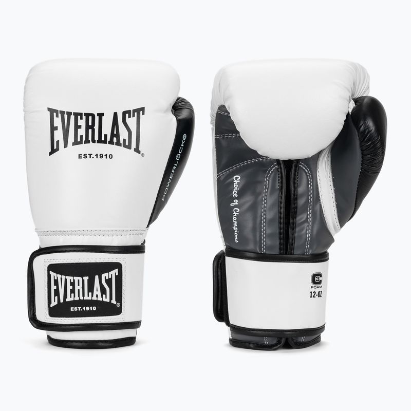 Рукавиці боксерські Everlast Powerlock OG H&L Leather Advanced Training white/black