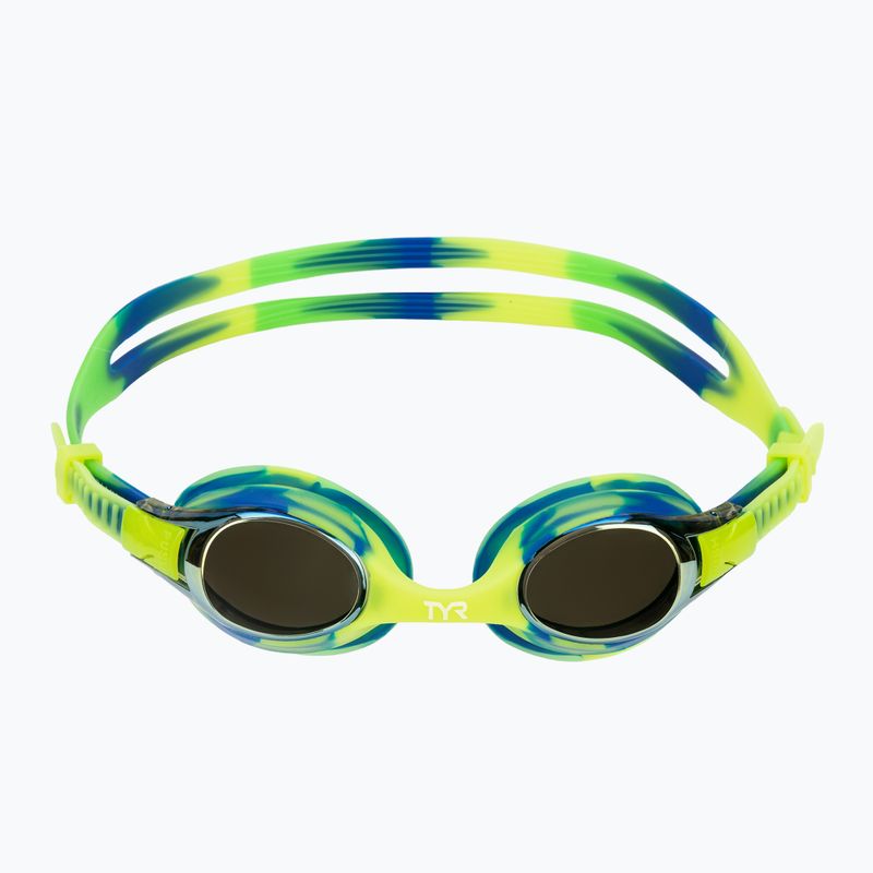 Дитячі окуляри для плавання TYR Swimple Tie Dye Дзеркальне золото / зелений / синій 2