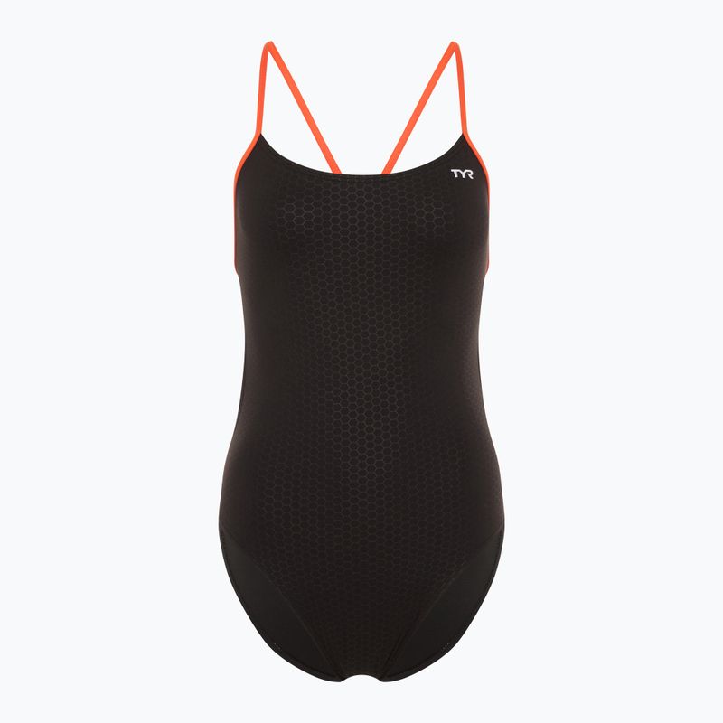 Купальник суцільний жіночий TYR Hexa Cutoutfit black/orange