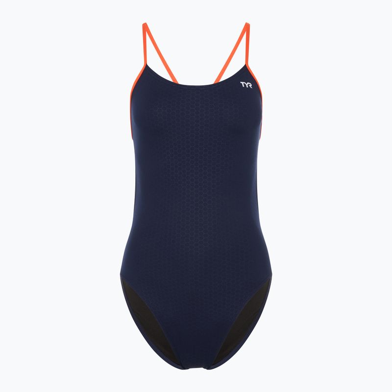 Купальник суцільний жіночий TYR Hexa Cutoutfit navy/orange