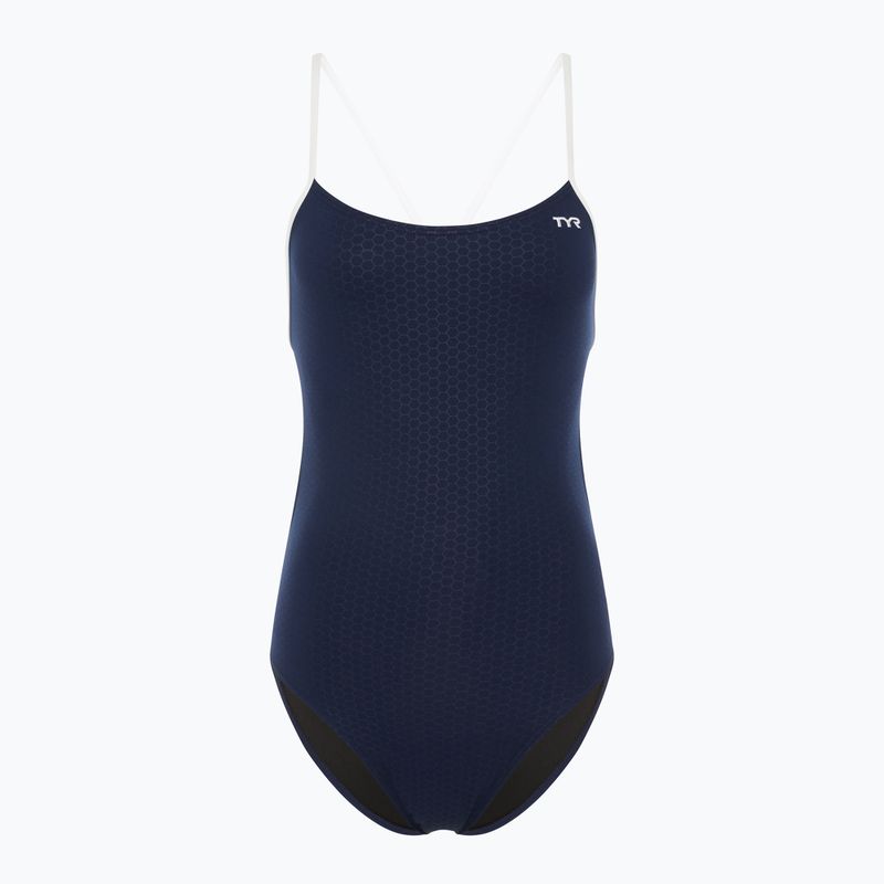 Купальник суцільний жіночий TYR Hexa Cutoutfit navy/white