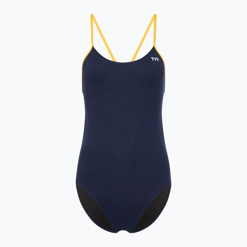 Купальник суцільний жіночий TYR Hexa Cutoutfit navy/gold