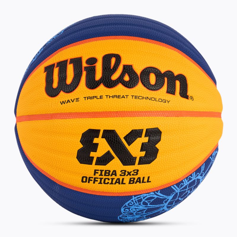 М'яч баскетбольний Wilson Fiba 3x3 Game Ball Paris Retail 2024 blue/yellow розмір 6