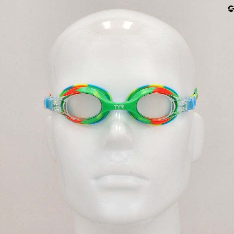 Окуляри для плавання дитячі TYR Swimple Tie Dye Non-Mirrored clear/ green/ orange 8
