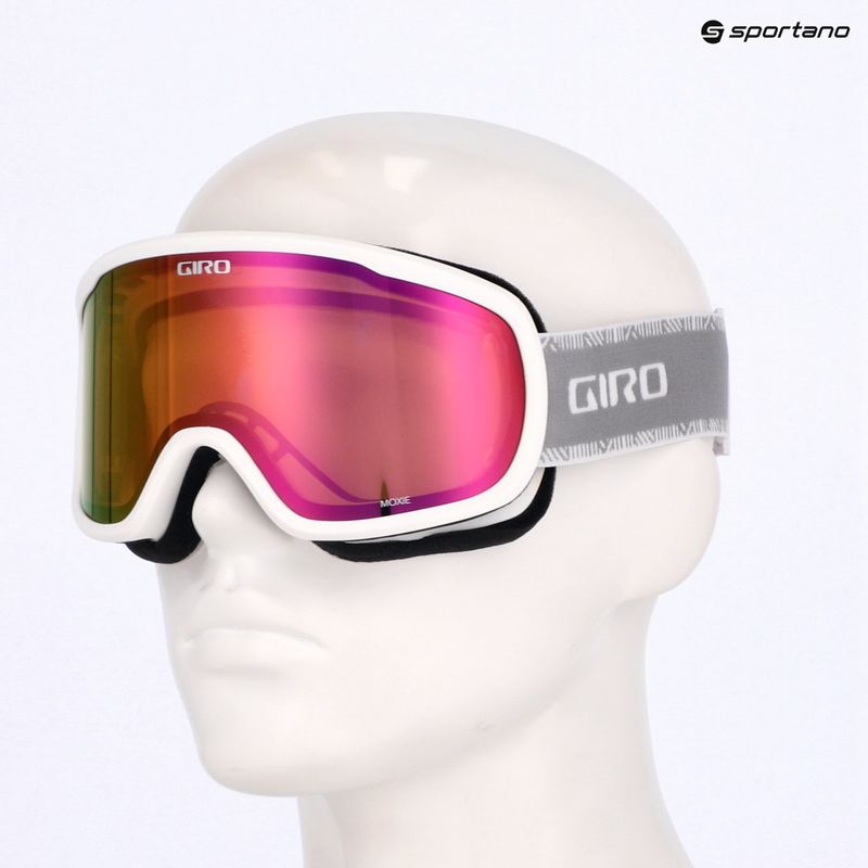 Жіночі гірськолижні окуляри Giro Moxie біло-сірий парашут / бурштиновий рожевий / жовтий 10