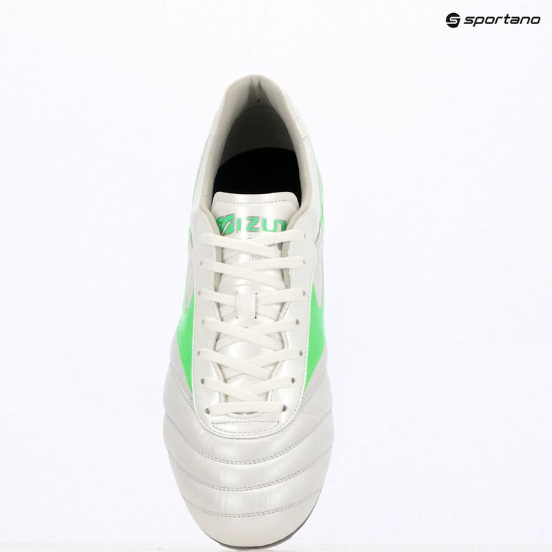Кросівки футбольні чоловічі Mizuno Morelia II Elite Md white/neon green/galaxy silver 10
