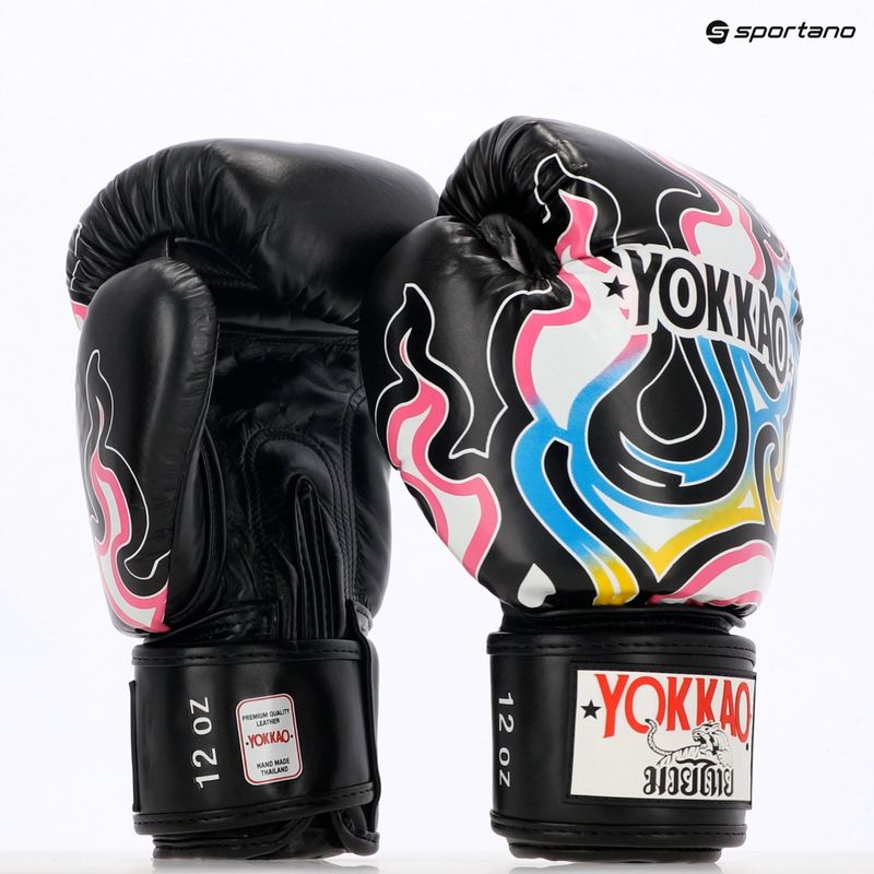 Рукавиці боксерські чоловічі YOKKAO Flames black 8
