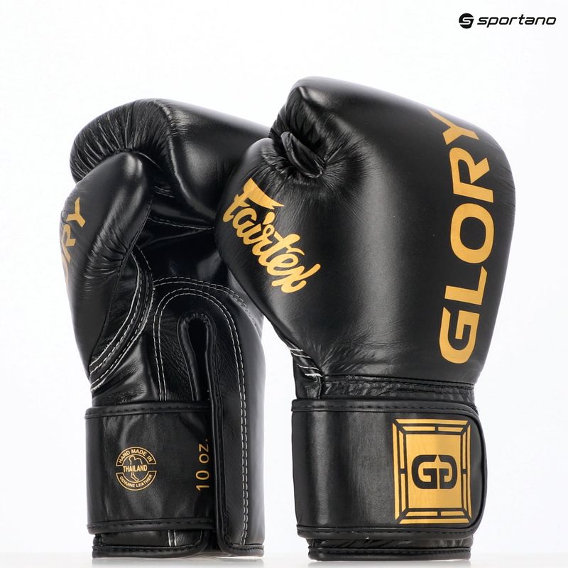 Боксерські рукавички Fairtex Glory Competition мереживні на липучках чорні 8