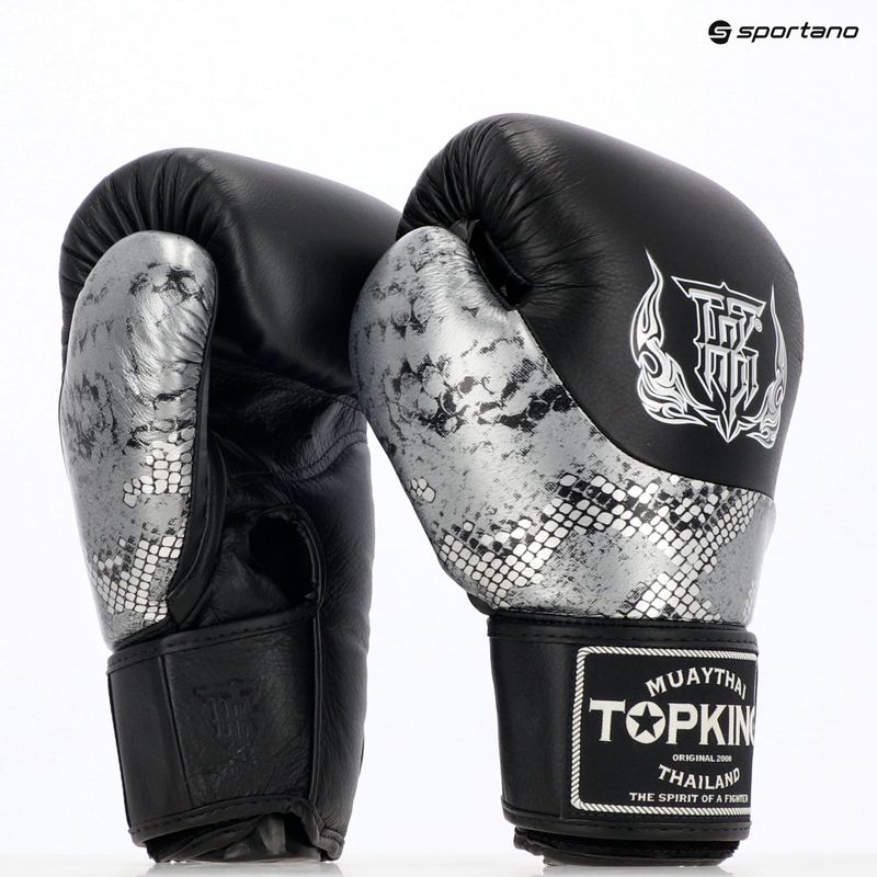 Рукавиці боксерські Top King Muay Thai Power Snake black/silver 7