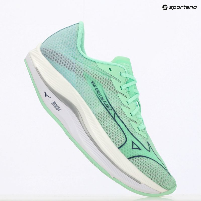 Кросівки для бігу чоловічі Mizuno Wave Rebellion Flash 2 neo mint/vintage indigo/hint of mint 9