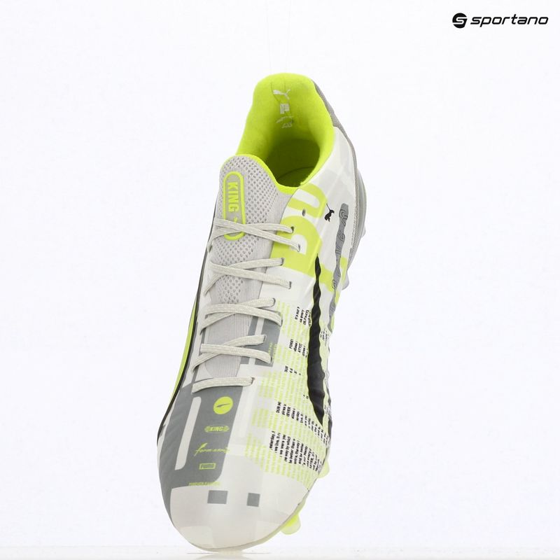 Кросівки футбольні чоловічі PUMA King Ultimate Forever FG/AG feather gray/electric lime/puma white/flat light gray 9