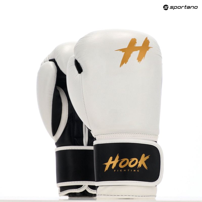 Рукавиці боксерські HOOK FIGHTING Ready to Fight шкіряні білий 8