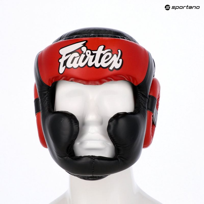 Боксерський шолом для спарингу Fairtex Diagonal Vision - повне покриття голови чорний/червоний 6