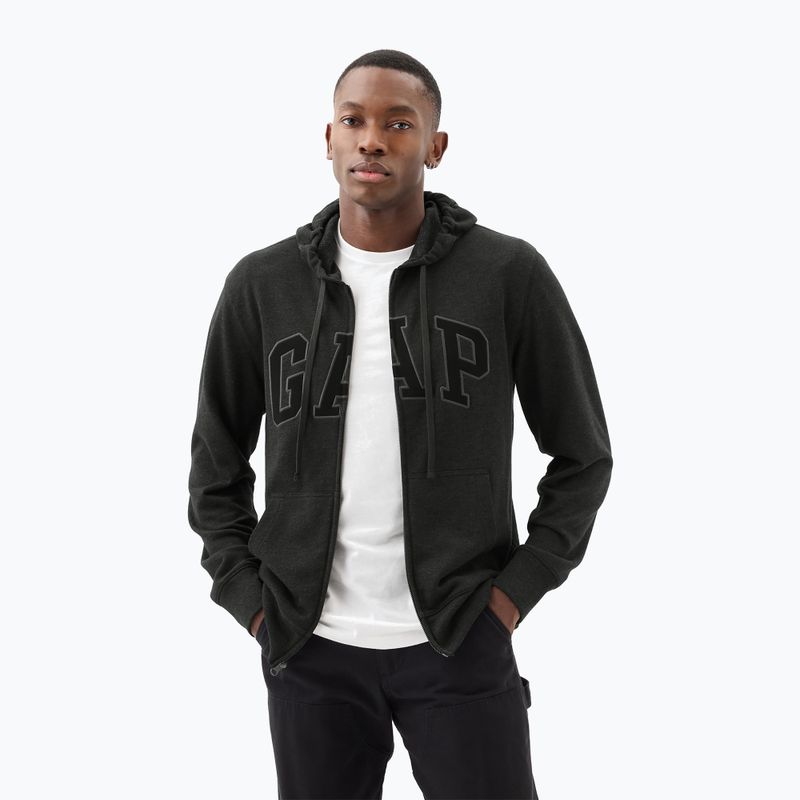 Кофта чоловіча GAP Heritage French Terry Fullzip Logo charcoal heather grey