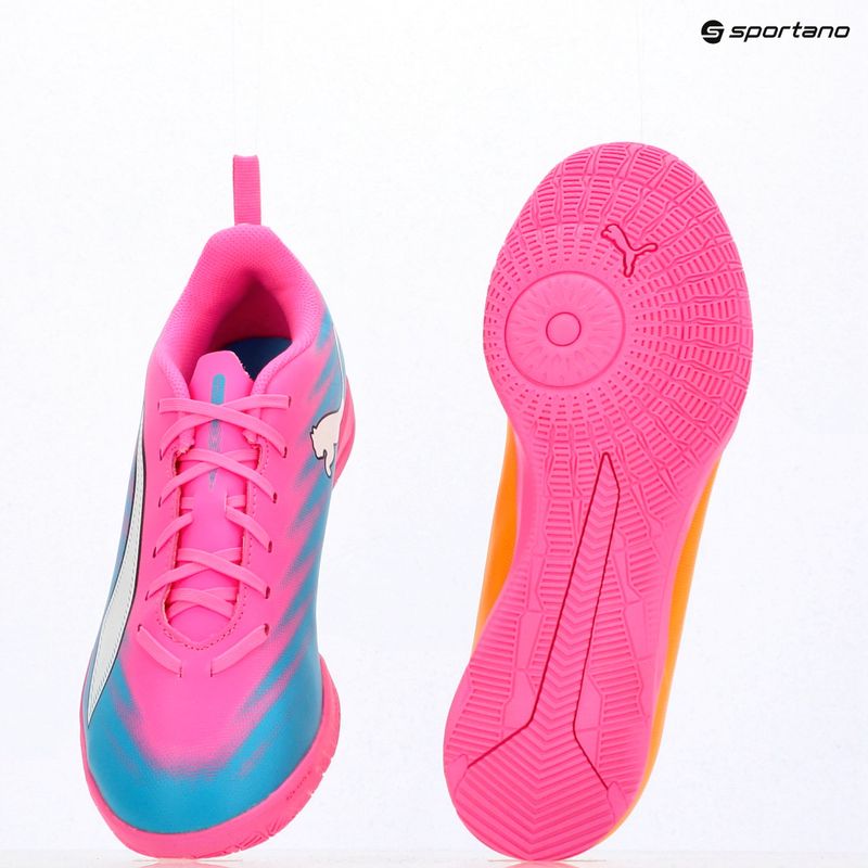 Кросівки футбольні дитячі PUMA Ultra 6 Play It Jr poison pink/puma wht/sun stream/bright aqua/puma blk 15