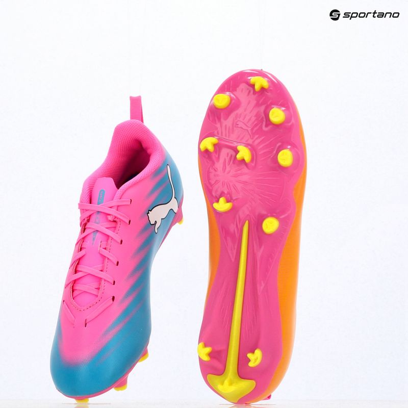 Кросівки футбольні дитячі PUMA Ultra 6 Play FG/AG Jr poison pink/puma wht/sun stream/bright aqua/puma blk 16