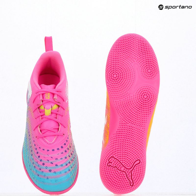 Кросівки футбольні дитячі PUMA Future 9 Play IT Jr poison pink/puma wht/sun stream/bright aqua/puma blk 17