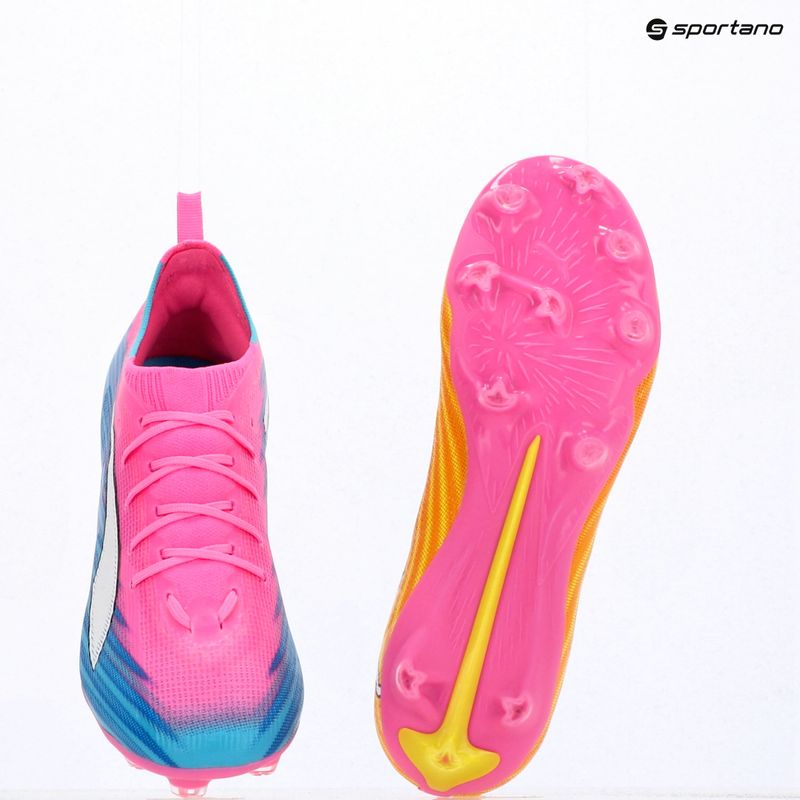 Кросівки футбольні дитячі PUMA Ultra 6 Pro Jr FG/AG poison pink/puma wht/sunstream/bright aqua/puma blk 15