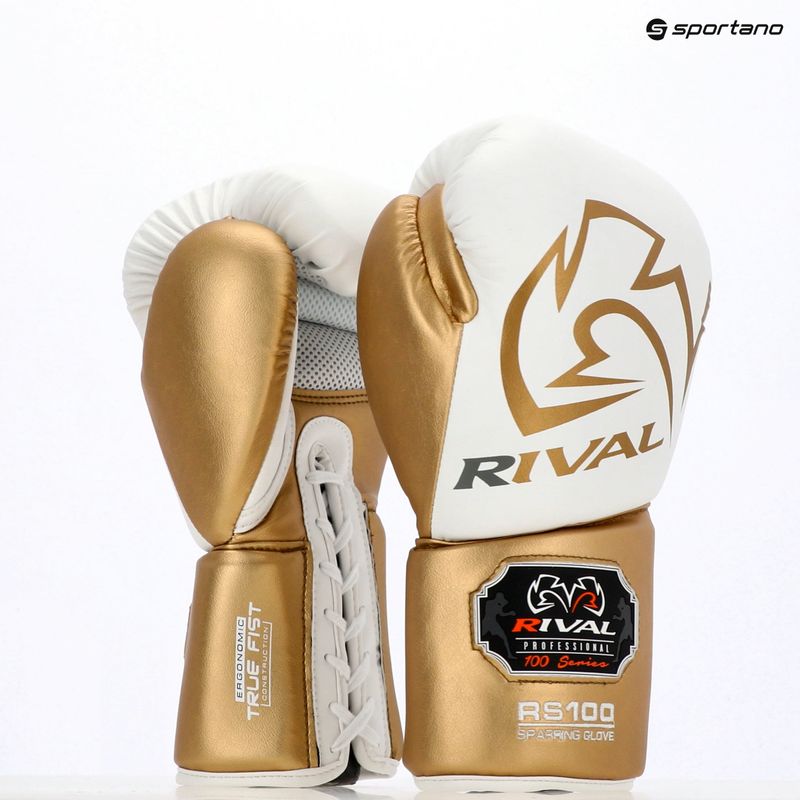 Рукавиці боксерські Rival RS100 Professional white/gold 5