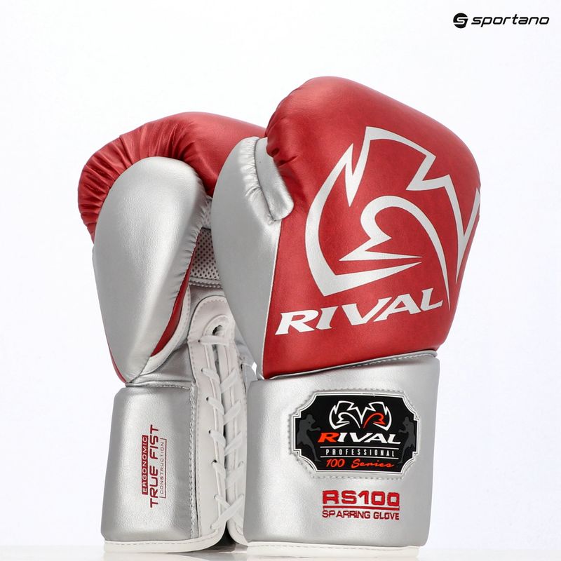Рукавиці боксерські Rival RS100 Professional red/silver 13