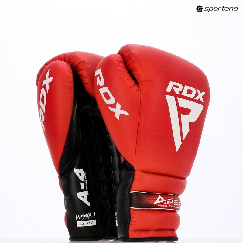 Боксерські рукавички RDX Apex Lace Up Тренувальні спаринг-рукавички червоні 14
