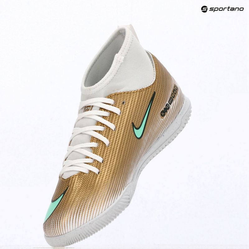 Футбольне взуття дитяче Nike Jr. Mercurial Superfly 11 Club "Kylian Mbappé" metallic gold/green glow 15