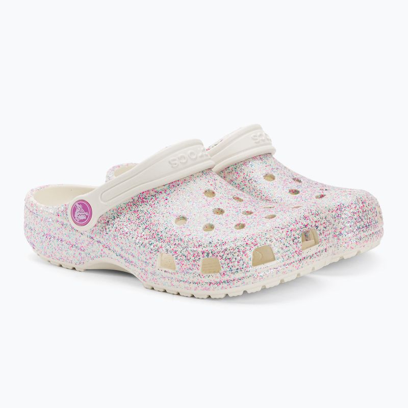 Crocs Classic Glitter Clog дитячі шльопанці bianco sporco 5