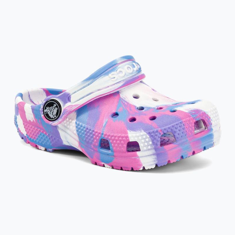 Шльопанці дитячі Crocs Classic Marbled Clog T white/pink