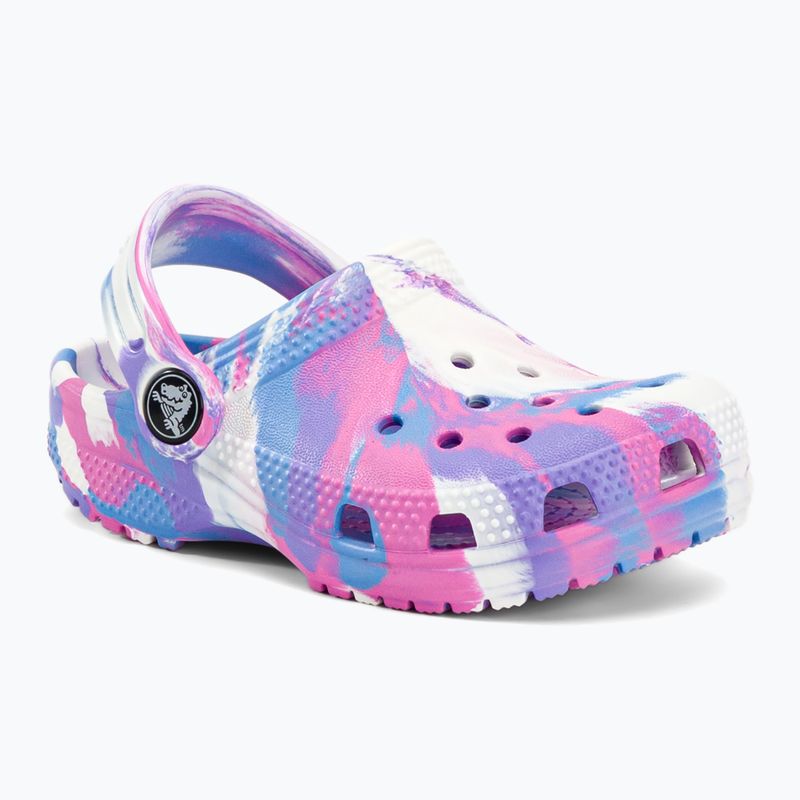 Шльопанці дитячі Crocs Classic Marbled Clog T white/pink 2