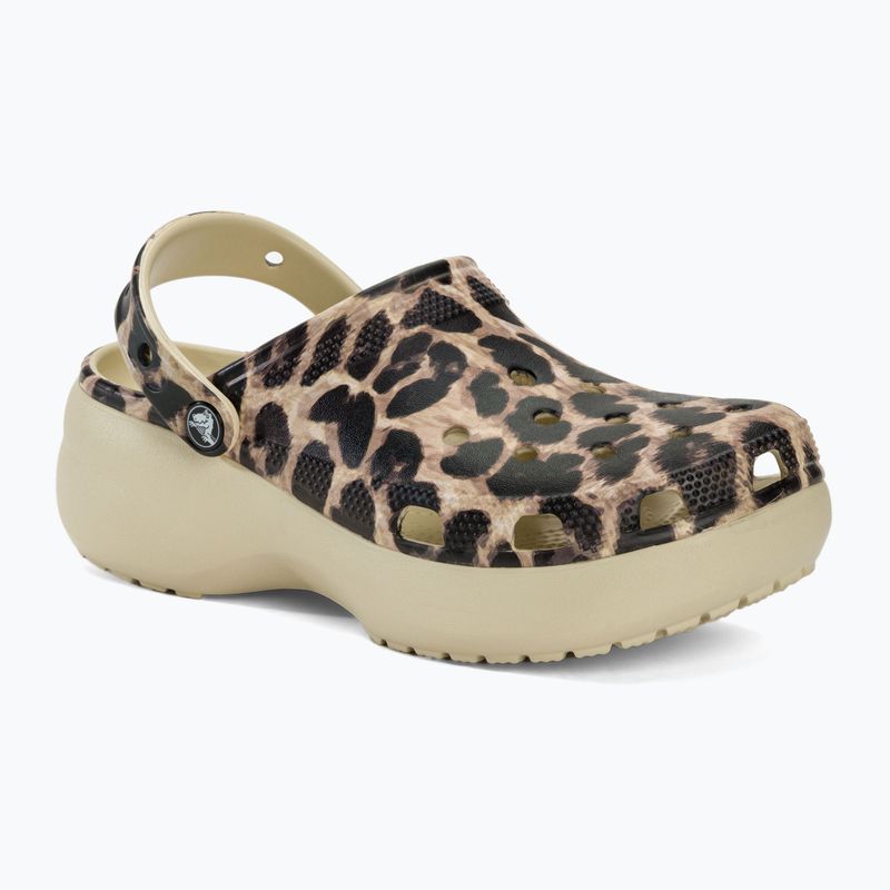Жіночі шльопанці Crocs Classic Platform Animal Remix кістка/леопард 2